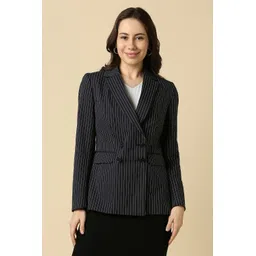 allen solly Women Striped Single Breasted Formal Blazer-picture-18