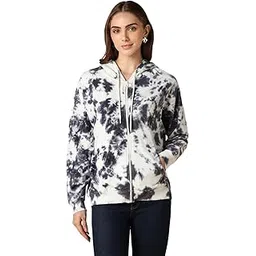 allen solly Women White Print Hooded Neck Sweatshirt-picture-47