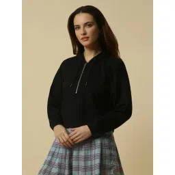 Allen Solly Women's Black Hooded Neck Sweatshirt-picture-26