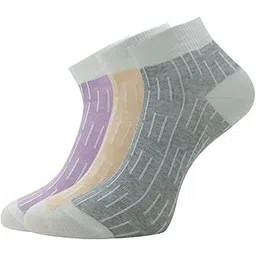 allen solly Women's Cotton Ankle Length Socks (Pack of 3) Lavender, Peach, Light grey Melange-picture-21