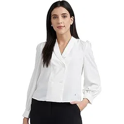 allen solly Women's Polyester Regular Fit Blouse (Ahtswrgpd49116_White,L-picture-12
