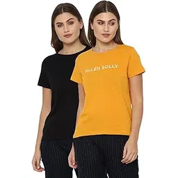 allen solly Women's Regular T-Shirt - Pack of 2 (AHKCCRGPS67633_Yellow Ochre XXL)-picture-13