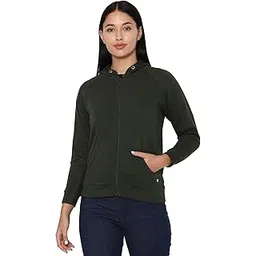 Allen Solly Women's Synthetic Hooded Neck Sweatshirt | Long Seelves Regular Fit Zipper-picture-32