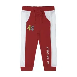 allen solly junior Allen Solly Kids Maroon & White Cotton Color Block Trackpants-picture-16