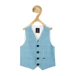 Allen Solly Junior Blue & White Chequered Waistcoat-picture-48