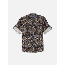 Allen Solly Junior Boys Band Collar Ethnic Motifs Printed Casual Shirt-picture-24