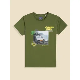 Allen Solly Junior Boys Biker Printed Applique T-shirt-picture-55