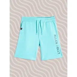 Allen Solly Junior Boys Blue & Olive Green Placement Brand Logo Printed Shorts-picture-49