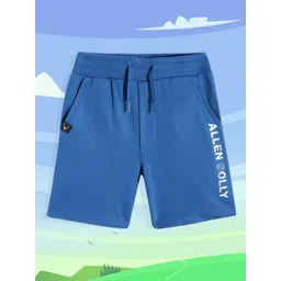 Allen Solly Junior Boys Blue & White Placement Brand Logo Printed Shorts-picture-53