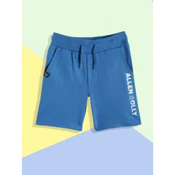 Allen Solly Junior Boys Blue & White Placement Brand Logo Printed Shorts-picture-28