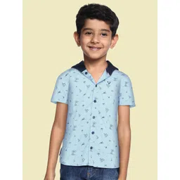 Allen Solly Junior Boys Blue Striped Pure Cotton Casual Shirt-picture-44