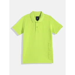 Allen Solly Junior Boys Brand Embossed Polo Collar Pure Cotton T-shirt-picture-51