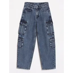 Allen Solly Junior Boys Mid-Rise Heavy Fade Pure Cotton Baggy Jeans-picture-54