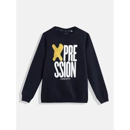 Allen Solly Junior Boys Navy Blue and White Typography Print Sweatshirt-picture-15