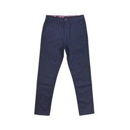 Allen Solly Junior Boys Navy Blue Printed Slim Fit Trousers-picture-20