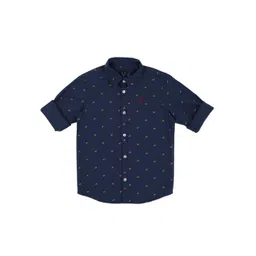 Allen Solly Junior Boys Navy Blue Regular Fit Printed Casual Shirt-picture-13