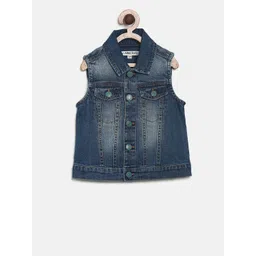 Allen Solly Junior Boys Navy Blue Solid Denim Jacket-picture-49