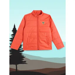 Allen Solly Junior Boys Orange Solid Padded Jacket-picture-12