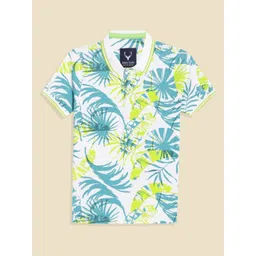 Allen Solly Junior Boys Printed Polo Collar Tropical Applique T-shirt-picture-57
