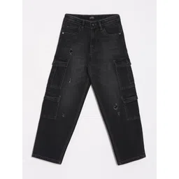 Allen Solly Junior Boys Relaxed Fit Mid-Rise Low Distress Light Fade Stretchable Jeans-picture-53