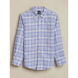 Allen Solly Junior Boys Slim Fit Checked Spread Collar Pure Cotton Casual Shirt-picture-22