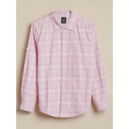 Allen Solly Junior Boys Slim Fit Checked Spread Collar Pure Cotton Casual Shirt-picture-39