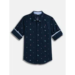 Allen Solly Junior Boys Slim Fit Conversational Printed Spread Collar Cotton Casual Shirt-picture-20