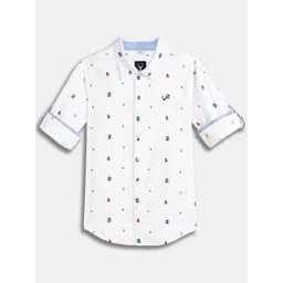 Allen Solly Junior Boys Slim Fit Conversational Printed Spread Collar Cotton Casual Shirt-picture-10