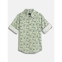 Allen Solly Junior Boys Slim Fit Conversational Printed Spread Collar Cotton Casual Shirt-picture-19
