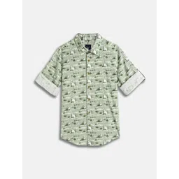 Allen Solly Junior Boys Slim Fit Conversational Printed Spread Collar Cotton Casual Shirt-picture-19