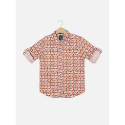 Allen Solly Junior Boys Slim Fit Floral Printed Roll-Up Sleeves Cotton Casual Shirt-picture-37