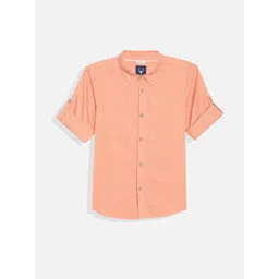 Allen Solly Junior Boys Slim Fit Spread Collar Solid Cotton Casual Shirt-picture-25