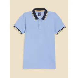 Allen Solly Junior Boys Solid Polo Collar Short Sleeves Cotton Blend T-Shirt-picture-26