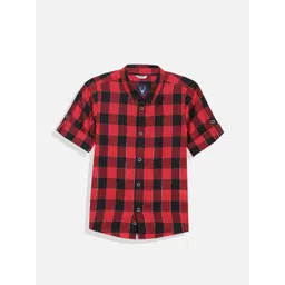 Allen Solly Junior Boys Spread Collar Windowpane Checked Cotton Slim Fit Casual Shirt-picture-23