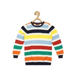 Allen Solly Junior Boys Striped Round Neck Long Sleeves Cotton Pullover Sweaters-picture-33