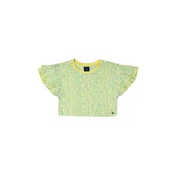 Allen Solly Junior Floral Print Flutter Sleeve Cotton Crop Top-picture-36