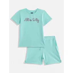Allen Solly Junior Girls Cotton Printed T-shirt with Shorts-picture-48