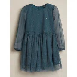 Allen Solly Junior Girls Cotton Solid Fit & Flare Dress-picture-13