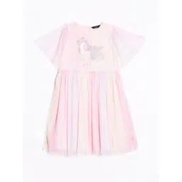 Allen Solly Junior Girls Embellished Flared Sleeve Fit & Flare Dress-picture-58