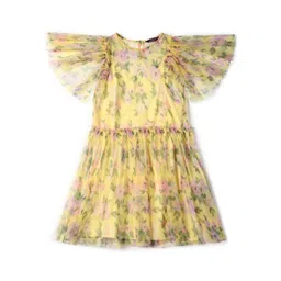 Allen Solly Junior Girls Floral Printed Flared Sleeve Gathered Cotton Fit & Flare Dress-picture-33