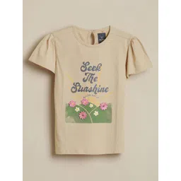 Allen Solly Junior Girls Graphic Printed Round Neck Puff Sleeves Regular Fit T-shirt-picture-30