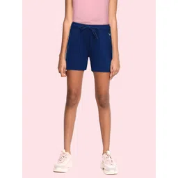 Allen Solly Junior Girls Navy Blue Solid Regular Fit Shorts-picture-20