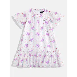 Allen Solly Junior Girls Printed Ruffled A-Line Dress-picture-10