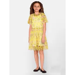 Allen Solly Junior Girls Pure Cotton Floral Print Flared Sleeve Fit & Flare Dress-picture-40