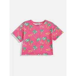 Allen Solly Junior Girls Tropical Printed Pure Cotton T-shirt-picture-48
