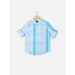 Allen Solly Junior Kids Blue Cotton Chequered Shirt-picture-28