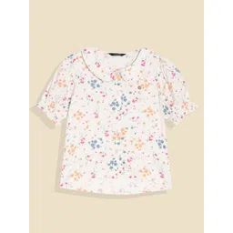 Allen Solly Junior Kids-Girls Floral Print Peter Pan Collar Cotton Top-picture-24