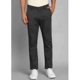 Men Slim Fit Black Cotton Blend Trousers-image-1