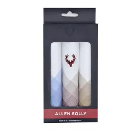 allen solly Men's Cotton Color Border Handkerchief (Pack of 3) - Maroon, Blue, Beige image 5
