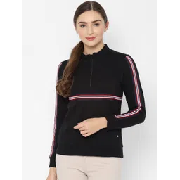 allen solly woman Allen Solly Women Black & White Solid Sweatshirt-picture-43
